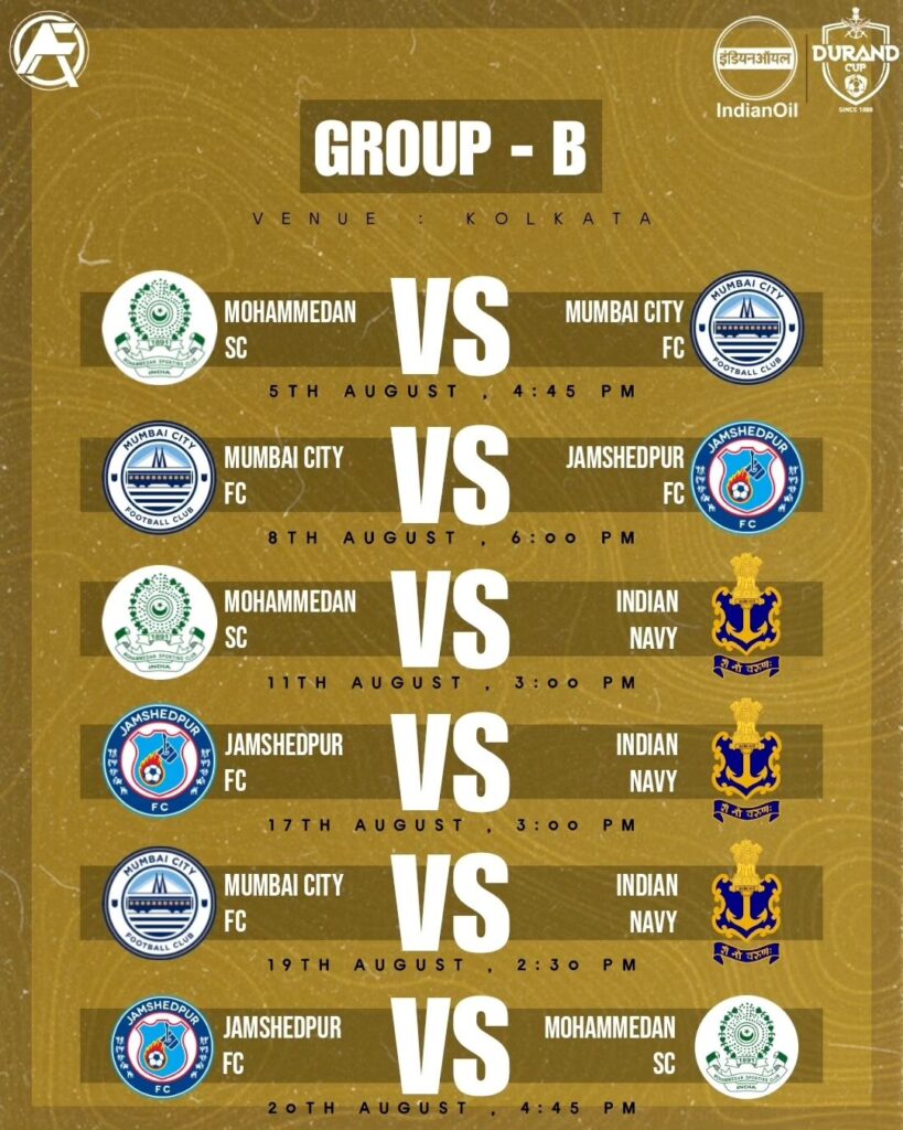 Durand Cup 2023 Group B fixtures